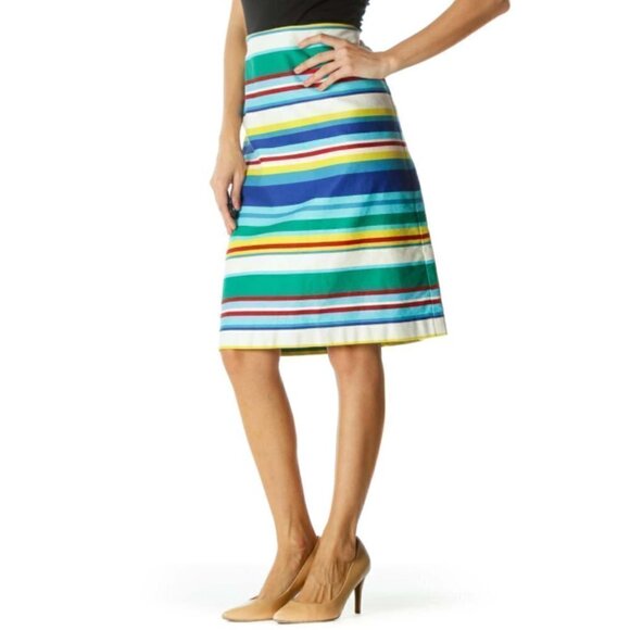 Talbots Multicolor 100% Cotton Striped Skirt - Picture 2 of 3
